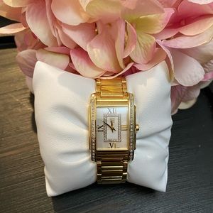 ESQ Movado Gold Tone Watch with Crystals